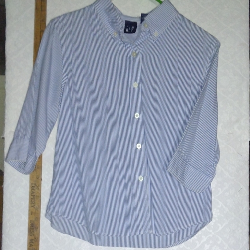 GAP Blue Button Down Shirt with Mandarin Collar
